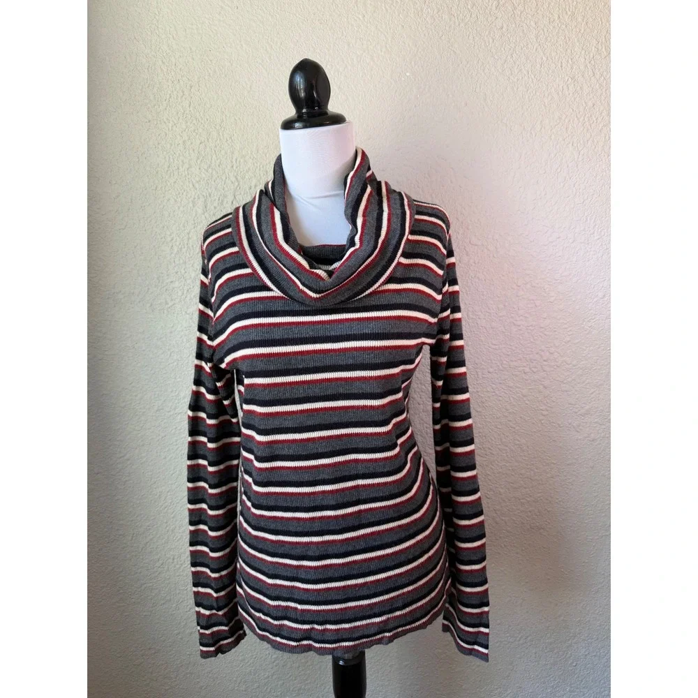 60s/70s Vintage Levi's For Gals Cowl Neck Sweater Womens M‎ Stripped Ribbed Knit
